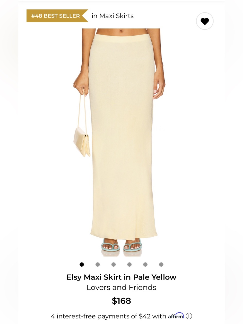 Lovers + Friends Elsy Pale Yellow Maxi Slip Skirt